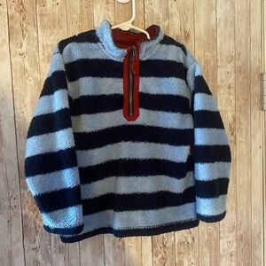 Hanna Andersson size 110 quarter zip sweater blue stripes kids 5 fuzzy